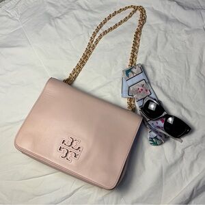 Tory Burch Britten Light Pink Convertible Shoulder Bag